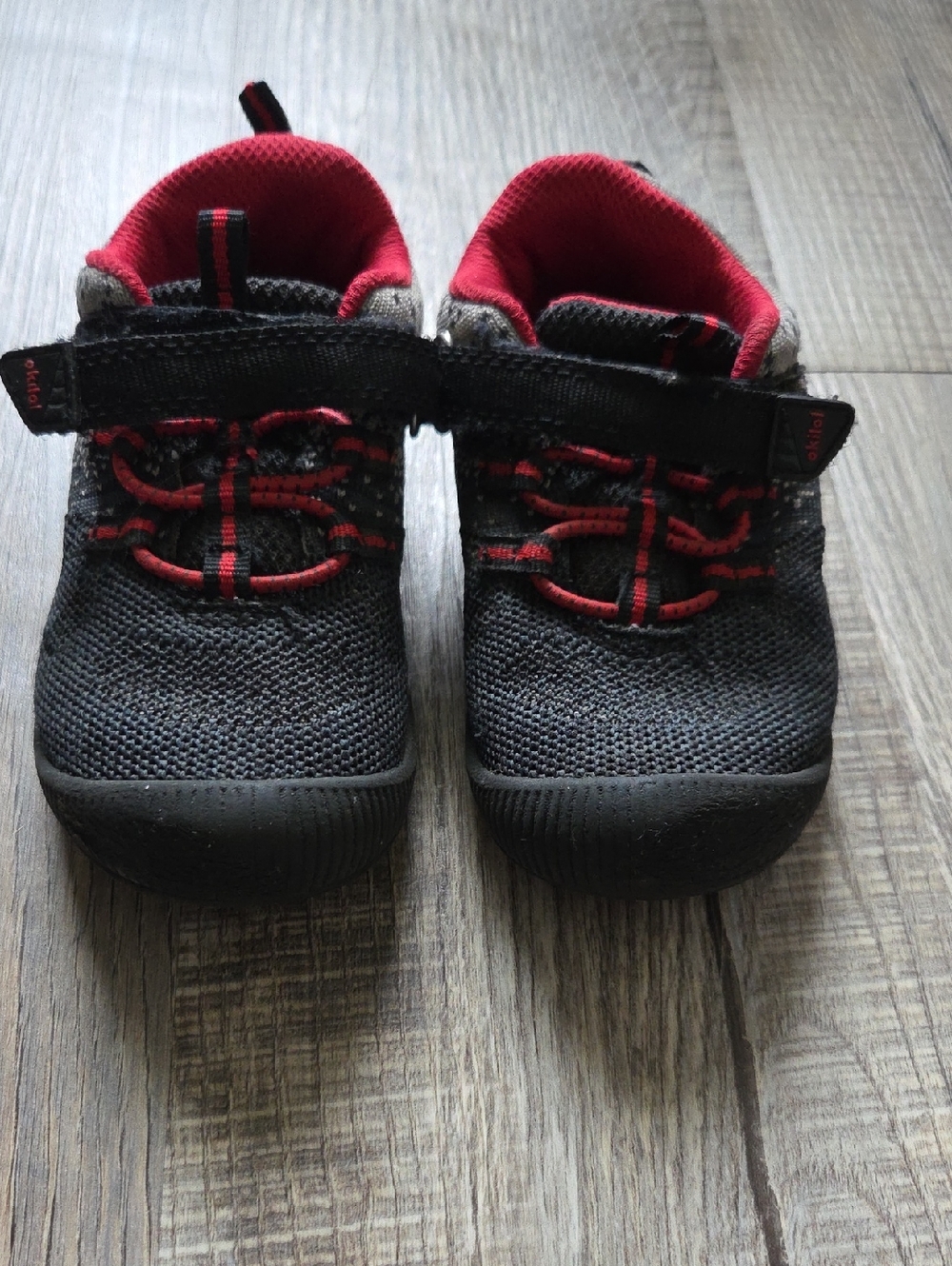 Okilol Charcoal and Red Kids Sneakers